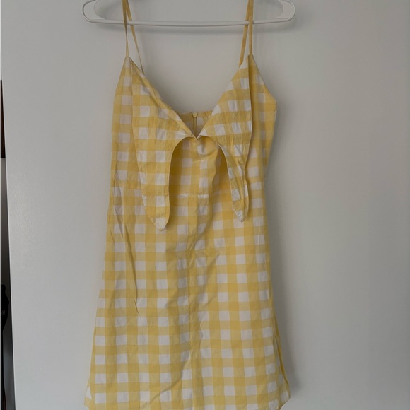 Mango Mini Pale Yellow and White Plaid Dress - Picture 1 of 3